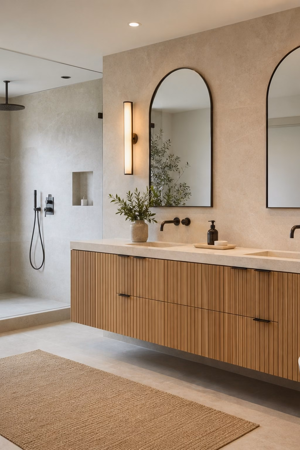 Bathroom remodel idea: finish with fewer better accessories in a realistic modern bathroom.