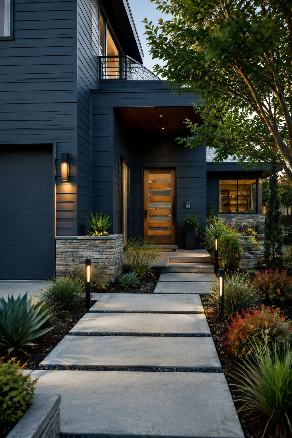 Modern smart-home exterior with discreet connected lighting
