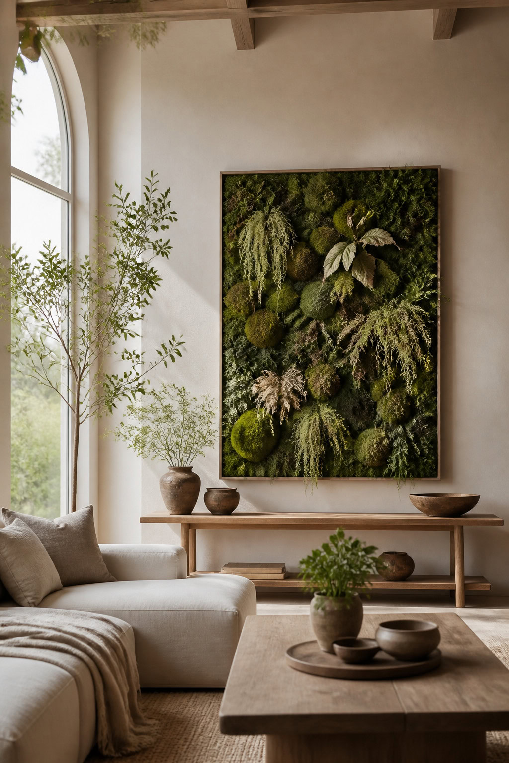 Botanical preserved moss wall hanging
