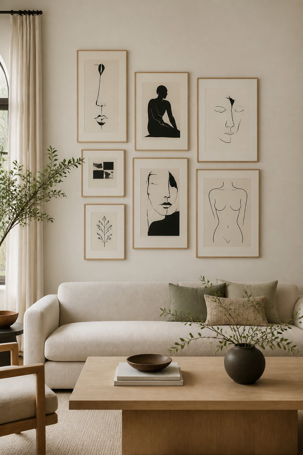 Minimalist line art wall gallery