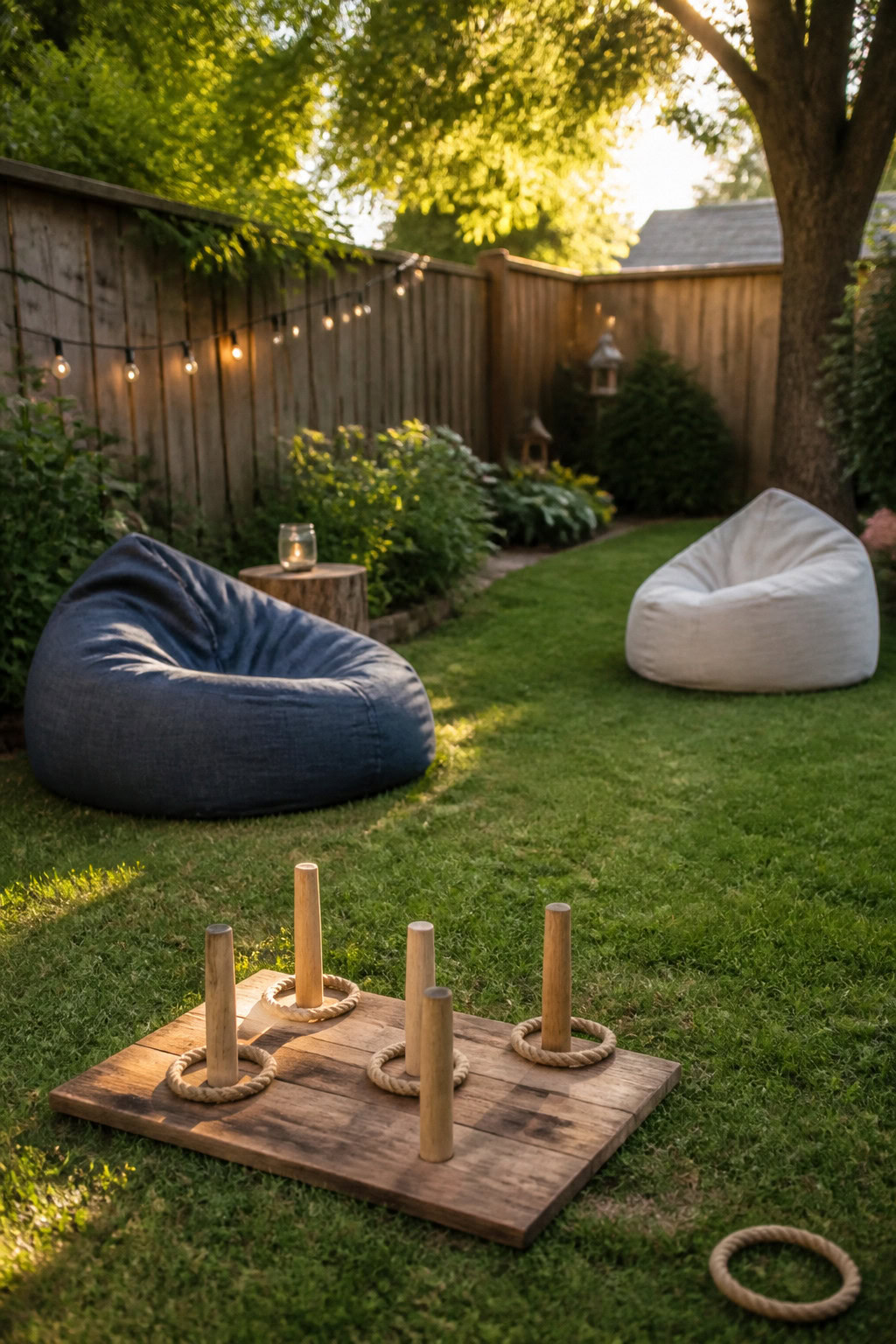 Budget-friendly backyard outdoor games area