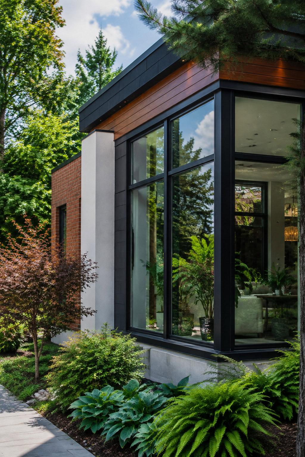 High-performance black-framed windows on a contemporary home